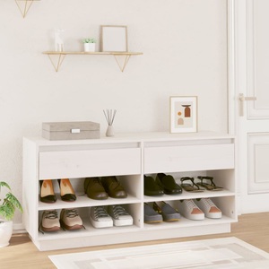 vidaXL, vidaXL Schuhregal Weiß 110x34x52 cm Massivholz Kiefer