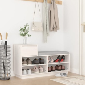 vidaXL, vidaXL Schuhregal Weiß 110x34x61 cm Massivholz Kiefer