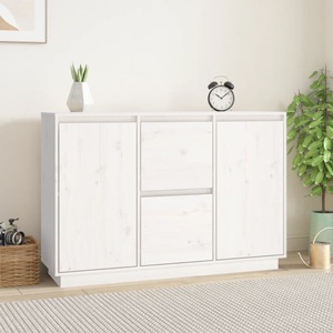 vidaXL, vidaXL Sideboard Weiß 111x34x75 cm Massivholz Kiefer