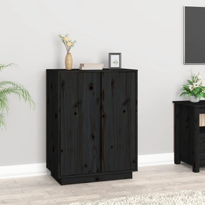 vidaXL, vidaXL Sideboard Schwarz 60x35x80 cm Massivholz Kiefer, 