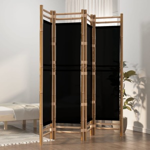 vidaXL, vidaXL 4-tlg. Paravent Faltbar 160 cm Bambus und Canvas, vidaXL 4-tlg. Paravent Faltbar 160 cm Bambus und Canvas