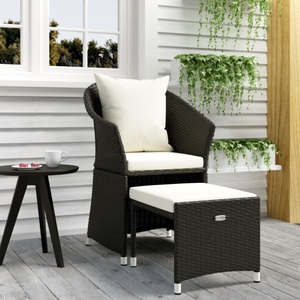 vidaXL, vidaXL 2-tlg. Garten-Lounge-Set mit Kissen Schwarz Poly Rattan, vidaXL 2-tlg. Garten-Lounge-Set mit Kissen Schwarz Poly Rattan