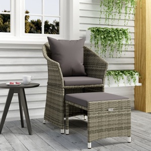vidaXL, vidaXL 2-tlg. Garten-Lounge-Set mit Kissen Grau Poly Rattan, vidaXL 2-tlg. Garten-Lounge-Set mit Kissen Grau Poly Rattan