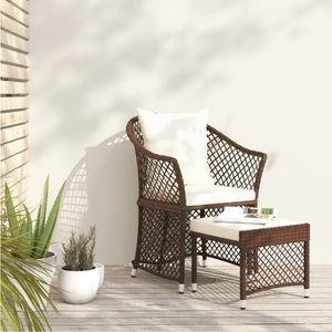 vidaXL, vidaXL 2-tlg. Garten-Lounge-Set mit Kissen Braun Poly Rattan