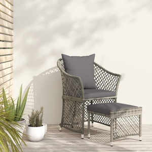 vidaXL, vidaXL 2-tlg. Garten-Lounge-Set mit Kissen Grau Poly Rattan, vidaXL 2-tlg. Garten-Lounge-Set mit Kissen Grau Poly Rattan