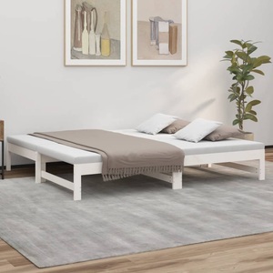 vidaXL, vidaXL Tagesbett Ausziehbar Weiß 2x(90x190) cm Massivholz Kiefer, vidaXL Tagesbett Ausziehbar Weiß 2x(90x190) cm Massivholz Kiefer