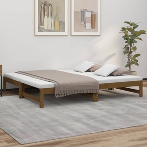 vidaXL, vidaXL Tagesbett Ausziehbar Honigbraun 2x(75x190) cm Massivholz Kiefer, 