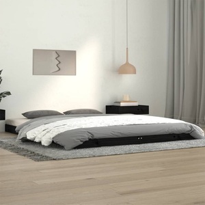 vidaXL, vidaXL Massivholzbett Schwarz 140x190 cm Kiefer