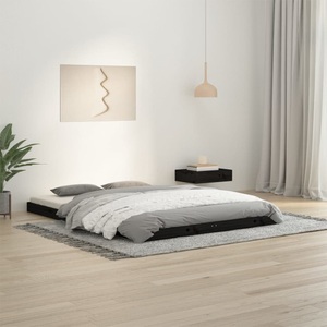 vidaXL, vidaXL Massivholzbett Schwarz 135x190 cm Kiefer