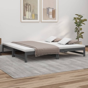 vidaXL, vidaXL Tagesbett Ausziehbar Grau 2x(100x200) cm Massivholz Kiefer