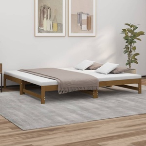 vidaXL, vidaXL Tagesbett Ausziehbar Honigbraun 2x(100x200)cm Massivholz Kiefer, 