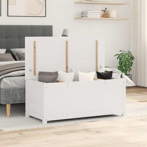 vidaXL, vidaXL Truhe Weiß 110x50x45,5 cm Massivholz Kiefer, vidaXL Truhe Weiß 110x50x45,5 cm Massivholz Kiefer