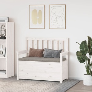 vidaXL, vidaXL Sitzbank Weiß 112,5x51,5x96,5 cm Massivholz Kiefer, vidaXL Sitzbank Weiß 112,5x51,5x96,5 cm Massivholz Kiefer