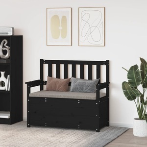 vidaXL, vidaXL Sitzbank Schwarz 112,5x51,5x96,5 cm Massivholz Kiefer, vidaXL Sitzbank Schwarz 112,5x51,5x96,5 cm Massivholz Kiefer