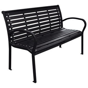 vidaXL, vidaXL Gartenbank Schwarz 116 cm Stahl und WPC, vidaXL Gartenbank Schwarz 116 cm Stahl und WPC