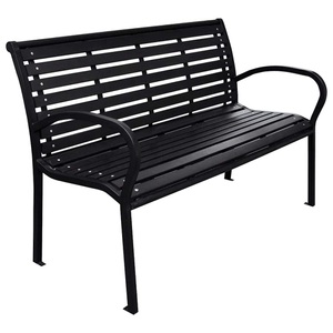 vidaXL, vidaXL Gartenbank Schwarz 116 cm Stahl und WPC