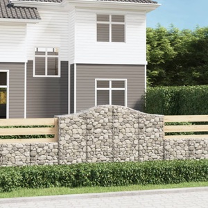 vidaXL, vidaXL Gabione mit Hochbogen 200x50x120/140 cm Verzinktes Eisen
