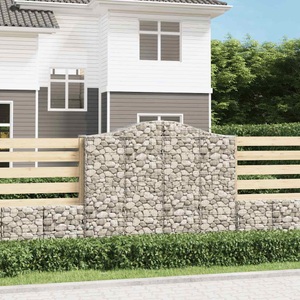 vidaXL, vidaXL Gabione mit Hochbogen 200x50x160/180 cm Verzinktes Eisen