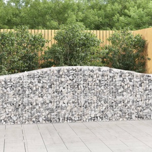 vidaXL, vidaXL Gabione mit Hochbogen 400x50x80/100 cm Verzinktes Eisen