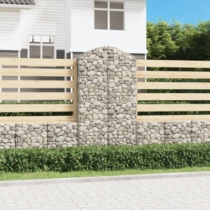 vidaXL, vidaXL Gabione mit Hochbogen 100x30x180/200 cm Verzinktes Eisen