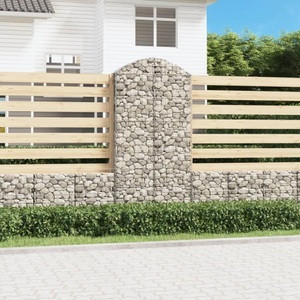 vidaXL, vidaXL Gabione mit Hochbogen 100x30x200/220 cm Verzinktes Eisen