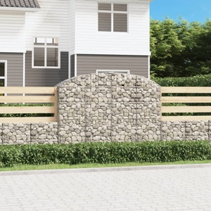 vidaXL, vidaXL Gabione mit Hochbogen 200x50x140/160 cm Verzinktes Eisen