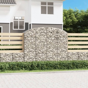 vidaXL, vidaXL Gabione mit Hochbogen 200x50x160/180 cm Verzinktes Eisen