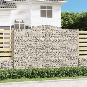 vidaXL, vidaXL Gabione mit Hochbogen 300x50x200/220 cm Verzinktes Eisen