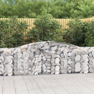 vidaXL, vidaXL Gabione mit Hochbogen 400x30x100/120 cm Verzinktes Eisen
