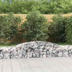 vidaXL, vidaXL Gabione mit Hochbogen 400x50x40/60 cm Verzinktes Eisen