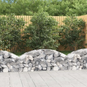 vidaXL, vidaXL Gabione mit Hochbogen 150x30x40/60 cm Verzinktes Eisen