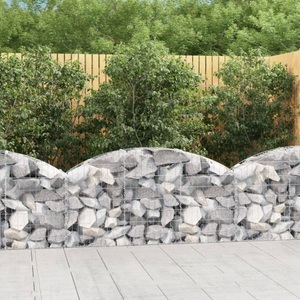 vidaXL, vidaXL Gabione mit Hochbogen 150x30x60/80 cm Verzinktes Eisen