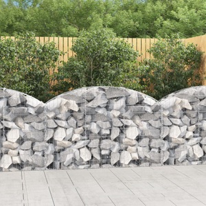 vidaXL, vidaXL Gabione mit Hochbogen 150x30x80/100 cm Verzinktes Eisen