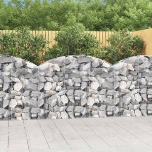 vidaXL, vidaXL Gabione mit Hochbogen 150x30x100/120 cm Verzinktes Eisen