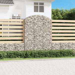 vidaXL, vidaXL Gabione mit Hochbogen 150x30x200/220 cm Verzinktes Eisen