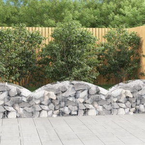 vidaXL, vidaXL Gabione mit Hochbogen 150x50x40/60 cm Verzinktes Eisen