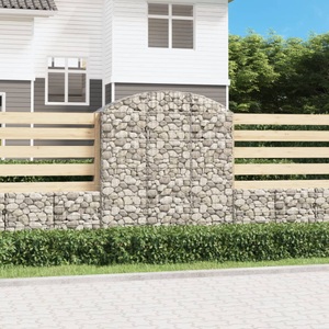vidaXL, vidaXL Gabione mit Hochbogen 150x50x160/180 cm Verzinktes Eisen