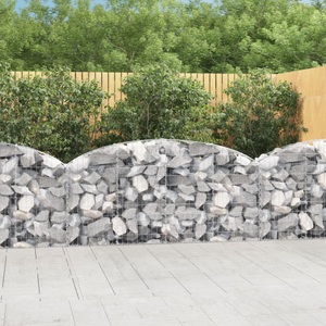 vidaXL, vidaXL Gabione mit Hochbogen 200x30x80/100 cm Verzinktes Eisen