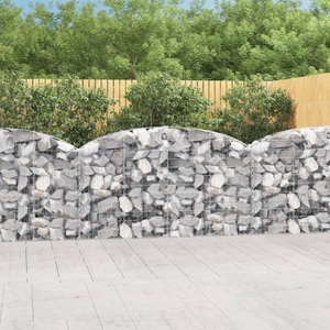 vidaXL, vidaXL Gabione mit Hochbogen 200x30x100/120 cm Verzinktes Eisen