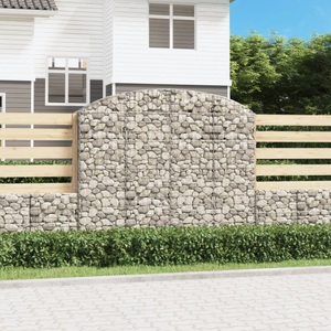 vidaXL, vidaXL Gabione mit Hochbogen 200x30x160/180 cm Verzinktes Eisen