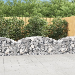 vidaXL, vidaXL Gabione mit Hochbogen 200x50x60/80 cm Verzinktes Eisen
