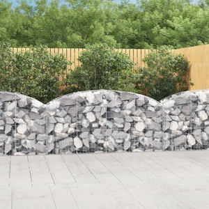 vidaXL, vidaXL Gabione mit Hochbogen 200x50x80/100 cm Verzinktes Eisen