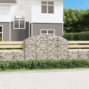 vidaXL, vidaXL Gabione mit Hochbogen 200x50x120/140 cm Verzinktes Eisen