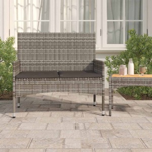 vidaXL, vidaXL Gartenbank 2-Sitzer mit Kissen Grau Poly Rattan, vidaXL Gartenbank 2-Sitzer mit Kissen Grau Poly Rattan