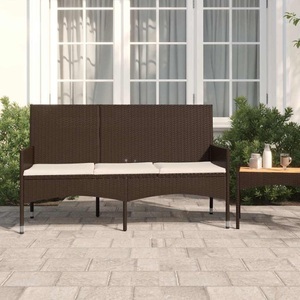 vidaXL, vidaXL Gartenbank 3-Sitzer mit Kissen Braun Poly Rattan