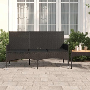 vidaXL, vidaXL Gartenbank 3-Sitzer mit Kissen Schwarz Poly Rattan