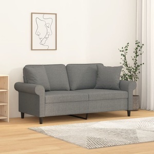 vidaXL, vidaXL 2-Sitzer-Sofa mit Kissen Dunkelgrau 140 cm Stoff