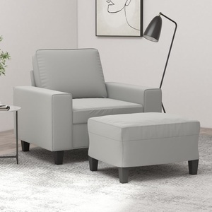 vidaXL, vidaXL Sessel mit Hocker Hellgrau 60 cm Mikrofasergewebe, 