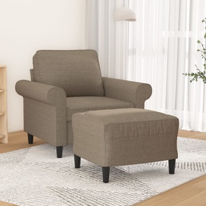 vidaXL, vidaXL Sessel mit Hocker Taupe 60 cm Stoff, 