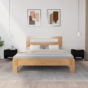 vidaXL, vidaXL Nachttische 2 Stk. Schwarz 50x46x50 cm Holzwerkstoff, vidaXL Nachttische 2 Stk. Schwarz 50x46x50 cm Holzwerkstoff